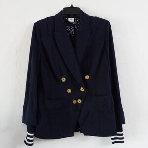 CAbi Nautical Double-Breasted Blazer w/ Gold Anchor Buttons – Navy, Size 4